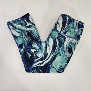 Patagonia Caribbean marble blue print cropped leggings women's size small